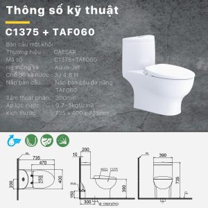 Ảnh công trình thực tế Bồn cầu 1 khối nắp rửa cơ C1395F/TAF060