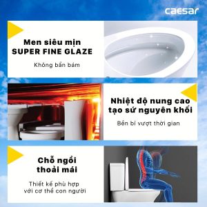 Ảnh công trình thực tế Bồn cầu 2 khối Caesar nắp cơ CD1341/TAF060