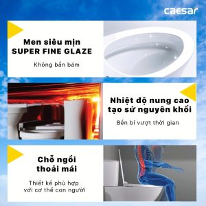 Ảnh công trình thực tế Bồn cầu 2 khối nắp cơ Caesar CD1320/TAF060