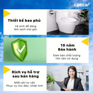 Ảnh công trình thực tế Bồn cầu 2 khối nắp cơ Caesar CD1325/TAF060