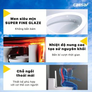 Ảnh công trình thực tế Bồn cầu 2 khối nắp cơ Caesar CD1338/TAF060