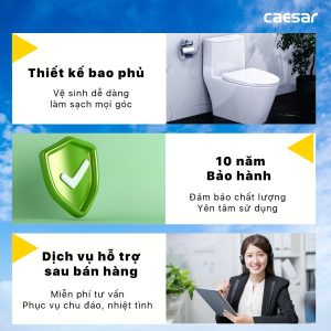 Ảnh công trình thực tế Bồn cầu 2 khối nắp cơ Caesar CD1338/TAF060