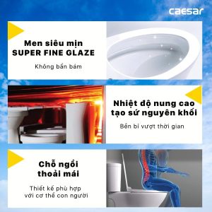 Ảnh công trình thực tế Bồn cầu 2 khối nắp điện tử Caesar CD1320/TAF512H