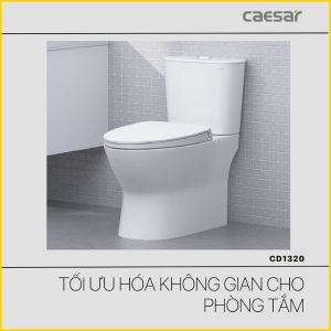 Ảnh công trình thực tế Bồn cầu 2 khối nắp điện tử Caesar CD1320/TAF610H