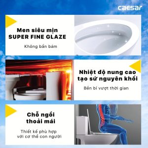 Ảnh công trình thực tế Bồn cầu 2 khối nắp điện tử Caesar CD1340/TAF610H
