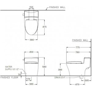 Ảnh công trình thực tế Bồn Cầu COTTO C10347 1 Khối Nắp Êm Xả Gạt