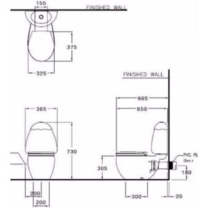 Ảnh công trình thực tế Bồn Cầu COTTO C15017 Googai Hai Khối Trẻ Em Thoát Ngang