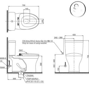Ảnh công trình thực tế Bồn Cầu Điện Tử TOTO CS735DW14#XW Kèm Nắp Rửa Điện Tử WASHLET Dòng C5 – TCF24410AAA (220V)