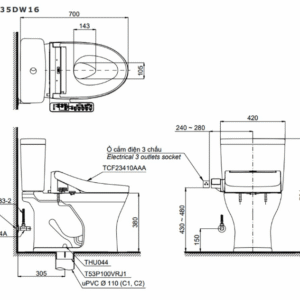 Ảnh công trình thực tế Bồn Cầu Điện Tử TOTO CS735DW16#XW Kèm Nắp Rửa Điện Tử WASHLET Dòng C2 – TCF23410AAA (220V)