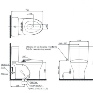 Ảnh công trình thực tế Bồn Cầu Điện Tử TOTO CS735DW7#XW Kèm Nắp Rửa Điện Tử WASHLET Dòng C2 – TCF6631A (220V)