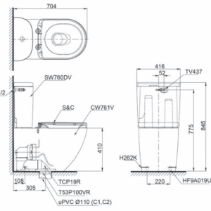 Ảnh công trình thực tế Bồn Cầu Điện Tử TOTO CS761DW8#XW Kèm Nắp Rửa Điện Tử WASHLET Dòng C2 – TCF6632A (220V)