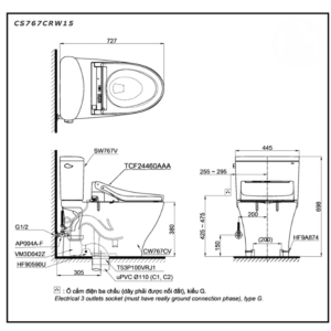 Ảnh công trình thực tế Bồn Cầu Điện Tử TOTO CS767CRW15#XW Kèm Nắp Rửa Điện Tử WASHLET (Loại Giấu Dây) Dòng C5 – TCF24460AAA (220V)