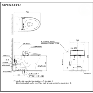 Ảnh công trình thực tế Bồn Cầu Điện Tử TOTO CS769CDRW15#XW Kèm Nắp Rửa Điện Tử WASHLET (Loại Giấu Dây) Dòng C5 – TCF24460AAA (220V)