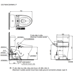 Ảnh công trình thực tế Bồn Cầu Điện Tử TOTO CS769CDRW17#XW Kèm Nắp Rửa Điện Tử WASHLET (Loại Giấu Dây) Dòng C2 – TCF23460AAA (220V)