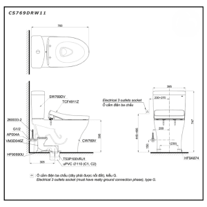 Ảnh công trình thực tế Bồn Cầu Điện Tử TOTO CS769DRW11#XW Kèm Nắp Rửa Điện Tử WASHLET Dòng S7 – TCF4911Z (220V)