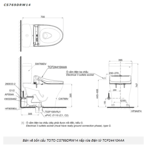 Ảnh công trình thực tế Bồn Cầu Điện Tử TOTO CS769DRW14#XW Kèm Nắp Rửa Điện Tử WASHLET Dòng C5 – TCF24410AAA (220V)