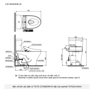 Ảnh công trình thực tế Bồn Cầu Điện Tử TOTO CS769DRW16#XW Kèm Nắp Rửa Điện Tử WASHLET Dòng C2 – TCF23410AAA (220V)
