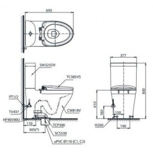 Ảnh công trình thực tế Bồn Cầu Điện Tử TOTO CS818DW11#XW Kèm Nắp Rửa Điện Tử WASHLET Dòng S7 – TCF4911Z (220V)
