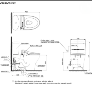 Ảnh công trình thực tế Bồn Cầu Điện Tử TOTO CS838CDW15#XW Kèm Nắp Rửa Điện Tử WASHLET (Loại Giấu Dây) Dòng C5 – TCF24460AAA (220V)
