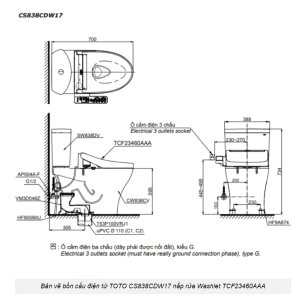 Ảnh công trình thực tế Bồn Cầu Điện Tử TOTO CS838CDW17#XW Kèm Nắp Rửa Điện Tử WASHLET (Loại Giấu Dây) Dòng C2 – TCF23460AAA (220V)