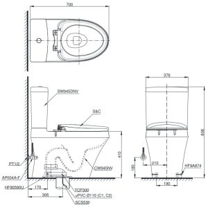 Ảnh công trình thực tế Bồn Cầu Điện Tử TOTO CS945DNW11#XW Kèm Nắp Rửa Điện Tử WASHLET Dòng S7 – TCF4911Z (220V)