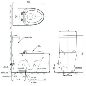 Ảnh công trình thực tế Bồn Cầu Điện Tử TOTO CS945DNW7#XW Kèm Nắp Rửa Điện Tử WASHLET Dòng C2 – TCF6631A (220V)