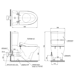 Ảnh công trình thực tế Bồn Cầu Điện Tử TOTO CS945PDW11#W Kèm Nắp Rửa Điện Tử WASHLET Dòng S7 – TCF4911Z (220V)