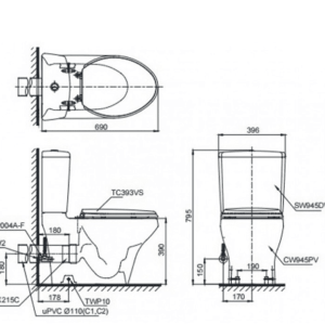 Ảnh công trình thực tế Bồn Cầu Điện Tử TOTO CS945PDW16#W Kèm Nắp Rửa Điện Tử WASHLET Dòng C2 – TCF23410AAA (220V)