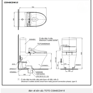 Ảnh công trình thực tế Bồn Cầu Điện Tử TOTO CS948CDW15#XW Kèm Nắp Rửa Điện Tử WASHLET (Loại Giấu Dây) Dòng C5 – TCF24460AAA (220V)