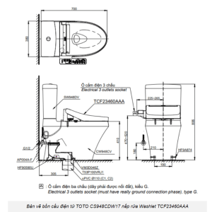 Ảnh công trình thực tế Bồn Cầu Điện Tử TOTO CS948CDW17#XW Kèm Nắp Rửa Điện Tử WASHLET (Loại Giấu Dây) Dòng C2 – TCF23460AAA (220V)