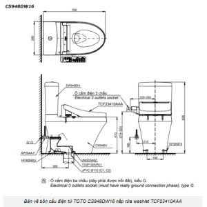 Ảnh công trình thực tế Bồn Cầu Điện Tử TOTO CS948DW16#XW Kèm Nắp Rửa Điện Tử WASHLET Dòng C2 – TCF23410AAA (220V)