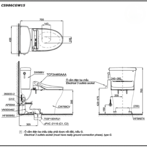 Ảnh công trình thực tế Bồn Cầu Điện Tử TOTO CS986CGW15#XW Kèm Nắp Rửa Điện Tử WASHLET (Loại Giấu Dây) Dòng C5 – TCF24460AAA (220V)