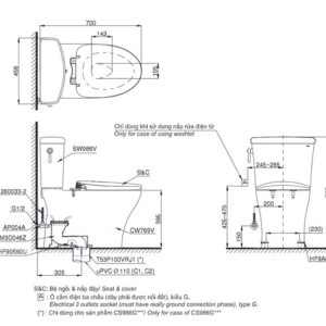 Ảnh công trình thực tế Bồn Cầu Điện Tử TOTO CS986GW6#XW Kèm Nắp Rửa Điện Tử WASHLET Dòng C5 – TCF6531Z (220V)