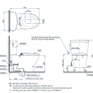 Ảnh công trình thực tế Bồn Cầu Điện Tử TOTO CS986GW7#XW Kèm Nắp Rửa Điện Tử WASHLET Dòng C2 – TCF6631A (220V)