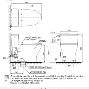 Ảnh công trình thực tế Bồn Cầu Điện Tử TOTO MS188VKW6#XW/T53P100VR Kèm Nắp Rửa Điện Tử WASHLET Dòng C5 – TCF6531Z (220V)