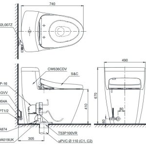 Ảnh công trình thực tế Bồn Cầu Điện Tử TOTO MS636CDRW12#XW Kèm Nắp Rửa Điện Tử WASHLET (Loại Giấu Dây) Dòng S7 – TCF4911EZ (220V)