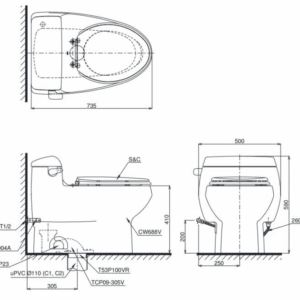 Ảnh công trình thực tế Bồn Cầu Điện Tử TOTO MS688W6#XW Kèm Nắp Rửa Điện Tử WASHLET Dòng C5 – TCF6531Z (220V)