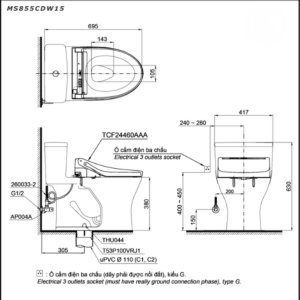 Ảnh công trình thực tế Bồn Cầu Điện Tử TOTO MS855CDW15#XW Kèm Nắp Rửa Điện Tử WASHLET (Loại Giấu Dây) Dòng C5 – TCF24460AAA (220V)