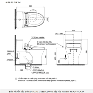 Ảnh công trình thực tế Bồn Cầu Điện Tử TOTO MS855DW14#XW Kèm Nắp Rửa Điện Tử WASHLET Dòng C5 – TCF24410AAA (220V)