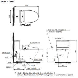 Ảnh công trình thực tế Bồn cầu điện tử TOTO MS857CDW17 1 khối kèm nắp rửa điện tử WASHLET dòng C2 – TCF23460AAA