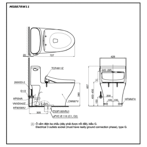 Ảnh công trình thực tế Bồn Cầu Điện Tử TOTO MS887RW11#XW Kèm Nắp Rửa Điện Tử WASHLET Dòng S7 – TCF4911Z (220V)
