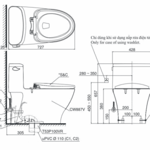Ảnh công trình thực tế Bồn Cầu Điện Tử TOTO MS887RW7#XW Kèm Nắp Rửa Điện Tử WASHLET Dòng C2 – TCF6631A (220V)