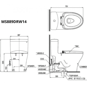 Ảnh công trình thực tế Bồn Cầu Điện Tử TOTO MS889DRW14#XW Kèm Nắp Rửa Điện Tử WASHLET Dòng C5 – TCF24410AAA (220V)