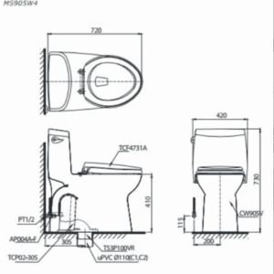 Ảnh công trình thực tế Bồn Cầu Điện Tử TOTO MS905W6#XW Kèm Nắp Rửa Điện Tử WASHLET Dòng C5 – TCF6531Z (220V)