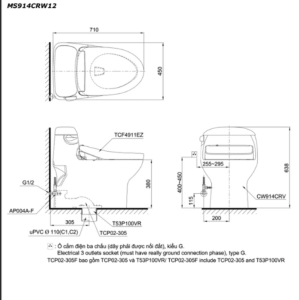 Ảnh công trình thực tế Bồn Cầu Điện Tử TOTO MS914CRW12#XW Kèm Nắp Rửa Điện Tử WASHLET (Loại Giấu Dây) Dòng S7 – TCF4911EZ (220V)