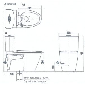 Ảnh công trình thực tế Bồn cầu hai khối INAX ACT-602/CW-H17VN Nắp điện tử xả cảm ứng
