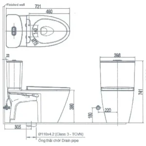 Ảnh công trình thực tế Bồn cầu hai khối INAX ACT-602/CW-KB22AVN Nắp điện tử xả cảm ứng