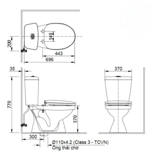 Ảnh công trình thực tế Bồn Cầu INAX C-108VA 2 Khối Nắp Thường