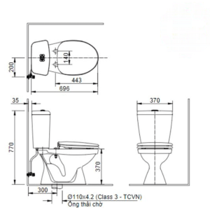 Ảnh công trình thực tế Bồn Cầu INAX C-108VAN 2 Khối Nắp Êm