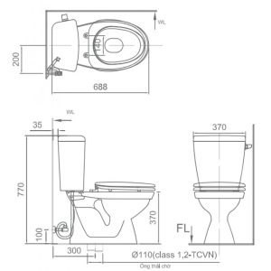 Ảnh công trình thực tế Bồn Cầu INAX C-117VA (C117VA) 2 Khối Xả Gạt Nắp Thường